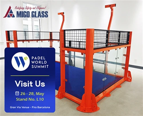 پیڈل ورلڈ سمٹ 2026 میں MIGO GLASS پروجیکٹ کی نمائش کے لیے{0}}تیار پیڈل کورٹ حل